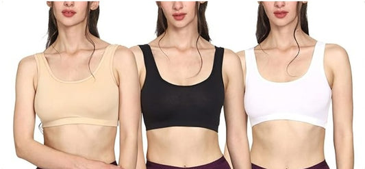 Women's Cotton Solid Non Padded Air Bra Pack of 3